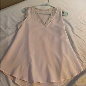 Chic Sleeveless V-Neck Top with Lace Detail